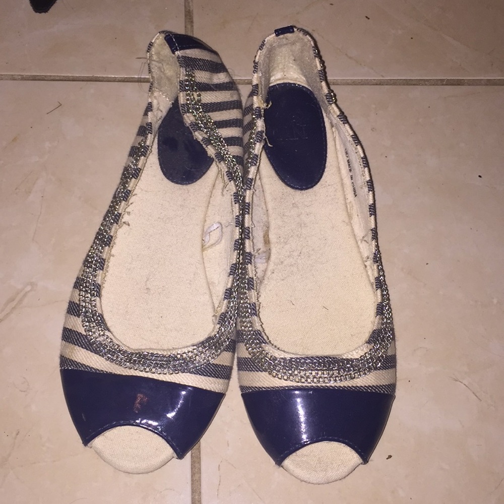 Striped ballet flats